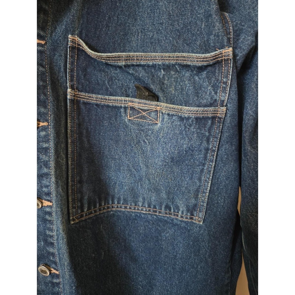 Vintage Denim Shirt Jacket Texas Tuff Buttons Western Workwear Mens L/XL No Tag - Picture 3 of 11